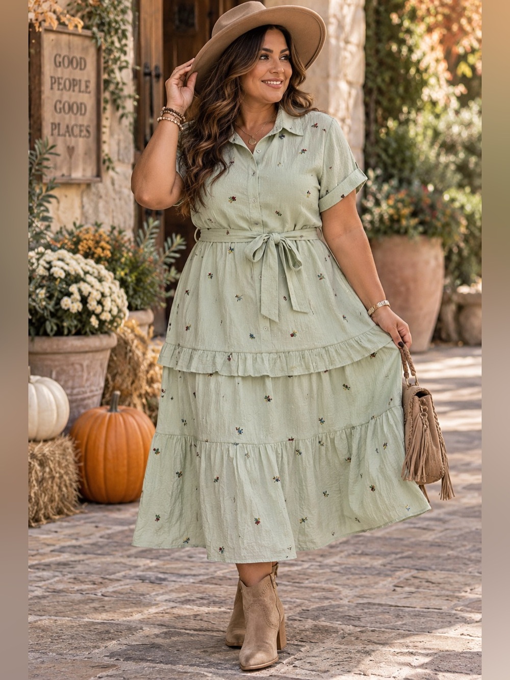 FIGUEROA & FLOWER Embroidered Floral Midi Tiered Cottage Dress EUC
